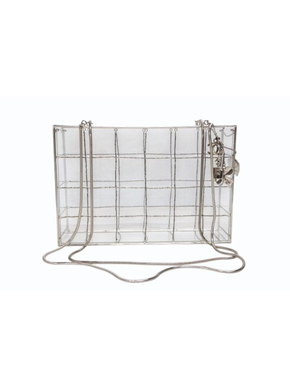 Chanel CC Logo Icon Acrylic Box Beads Chain Shoulder Bag Clear
